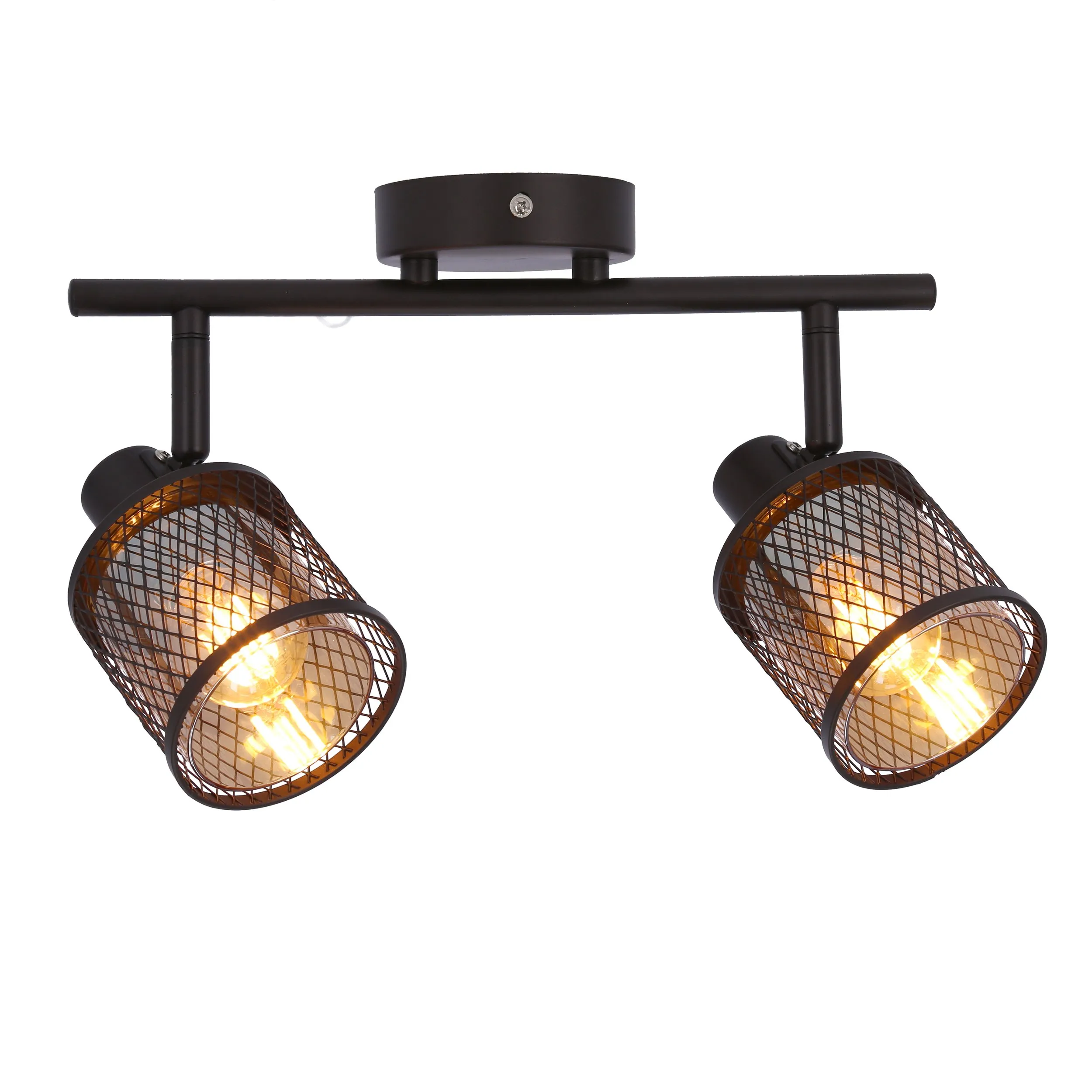 LAMPA SUFITOWA CANABERA KAWOWE ZŁOTO 2X40W E14 KLOSZ BURSZTYNOWY - obrazek 9