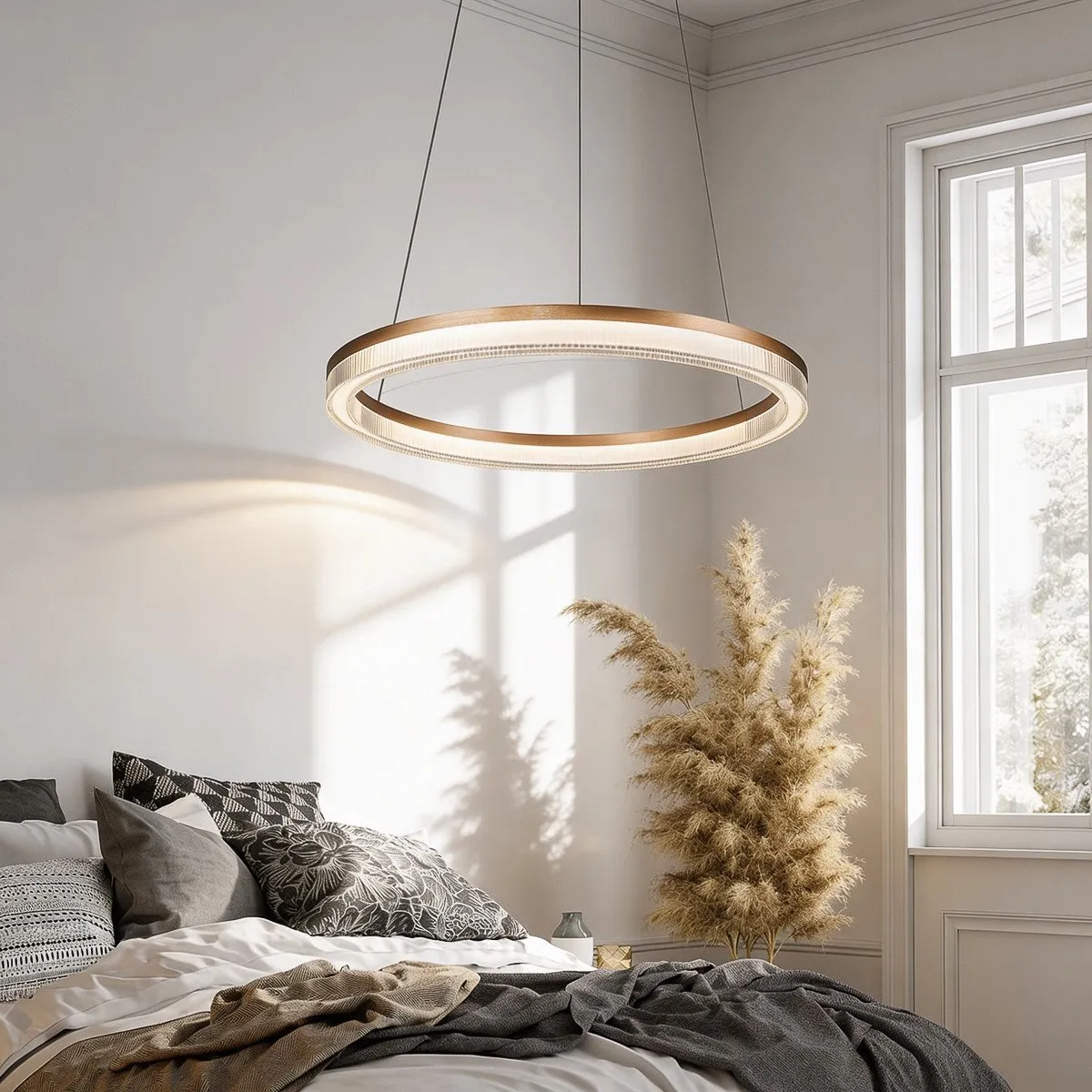 Lampa wisząca Midway Cristal Triangle złoto - transparentna mała LED CCT - obrazek 5