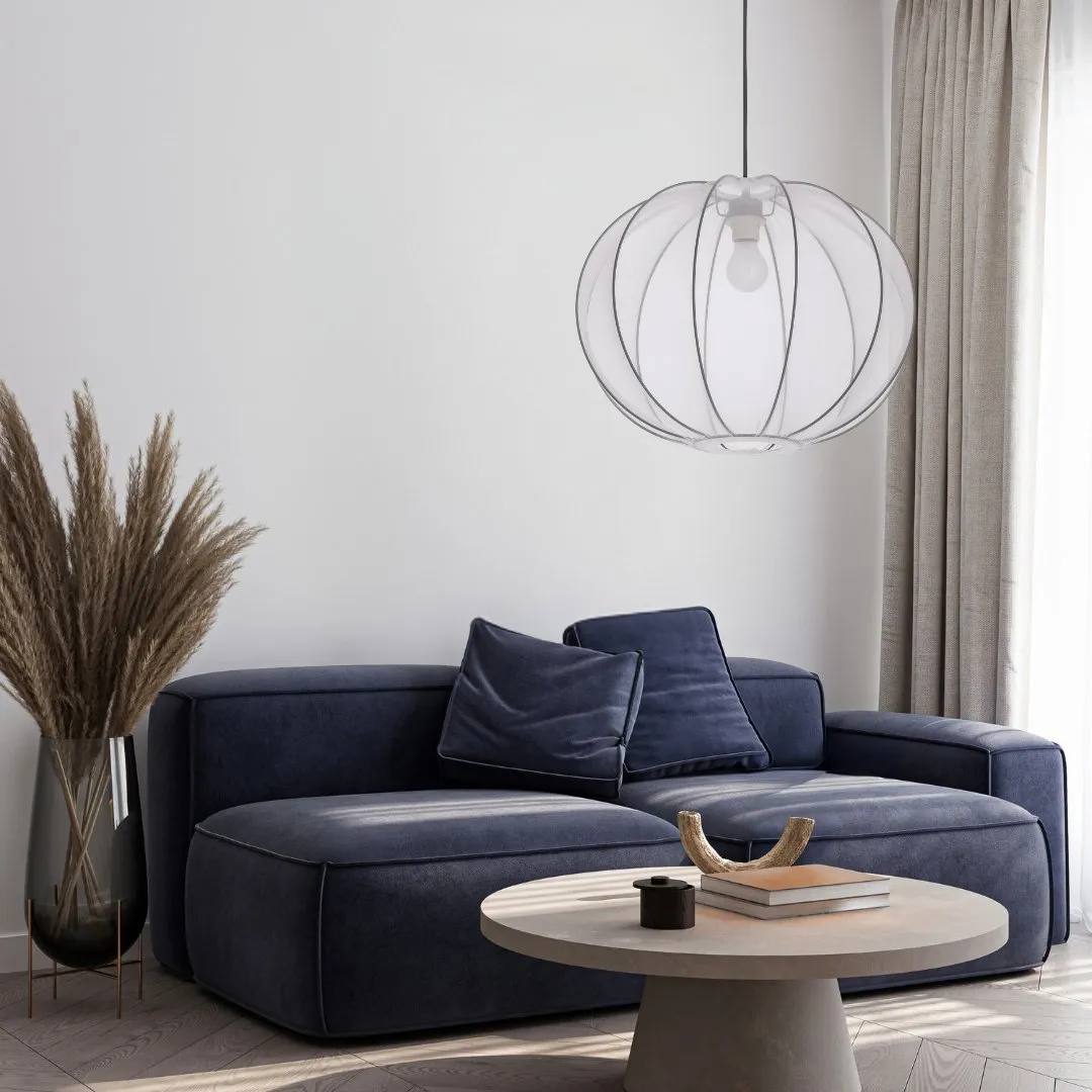 MELLOW lampa wisząca czarny 1x40W E27 abażur mist 52 biały kula - obrazek 2