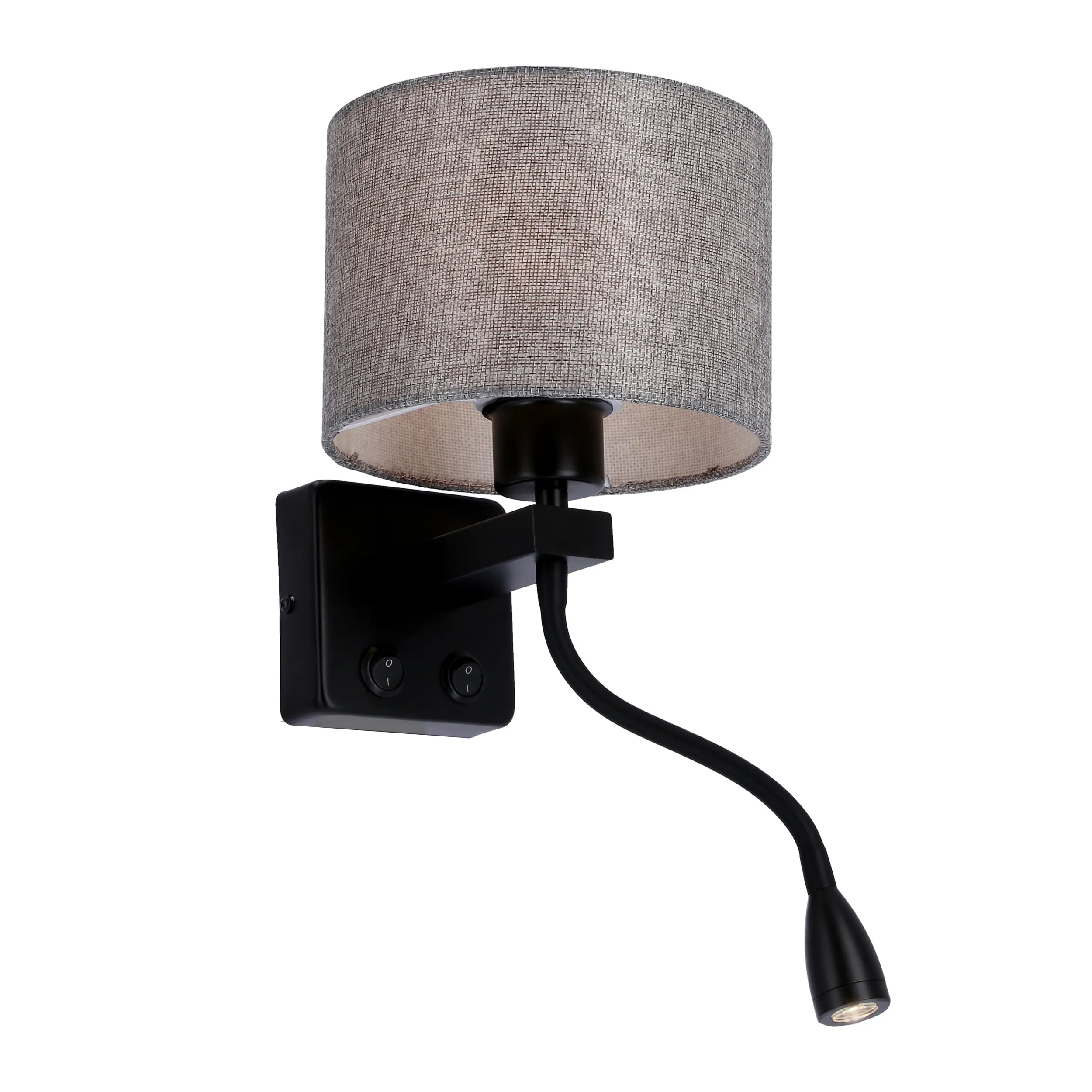 POLO KINKIET 1X40W E27 + 2W LED CZARNY ABAŻ. OKRĄGŁY SZARY - obrazek 9