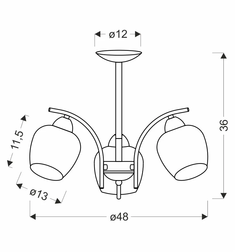 MERRA lampa wiszaca czarny 3x40W E27 klosz bursztynowy - obrazek 2
