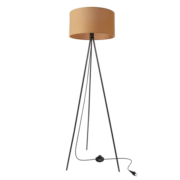 VANTI lampa podłogowa czarny 1x40W E27 abażur brzoskwiniowy