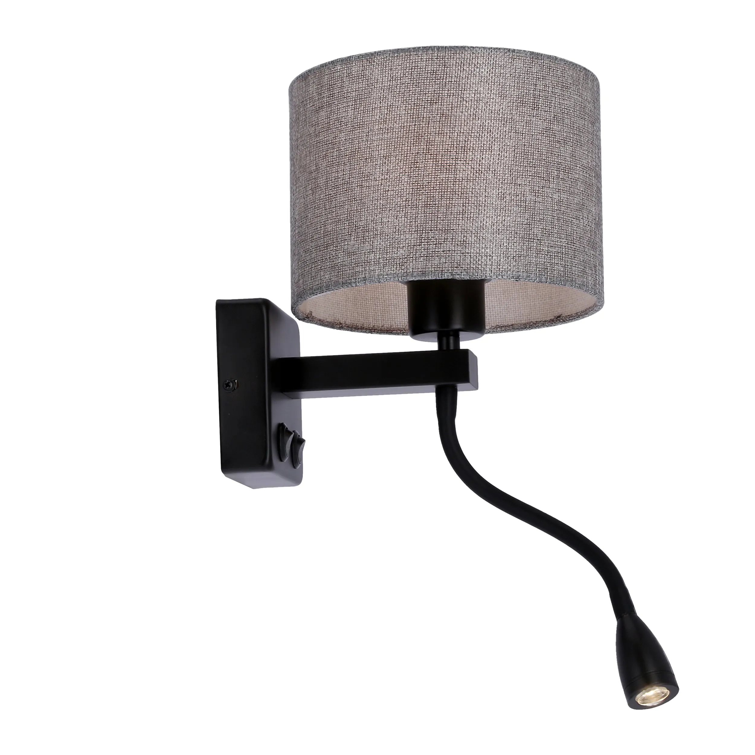 POLO KINKIET 1X40W E27 + 2W LED CZARNY ABAŻ. OKRĄGŁY SZARY - obrazek 7