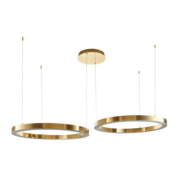 Lampa wisząca CIRCLE 2 60+80 cm - LED, dwa ringi złoty połysk na 1 podsufitce