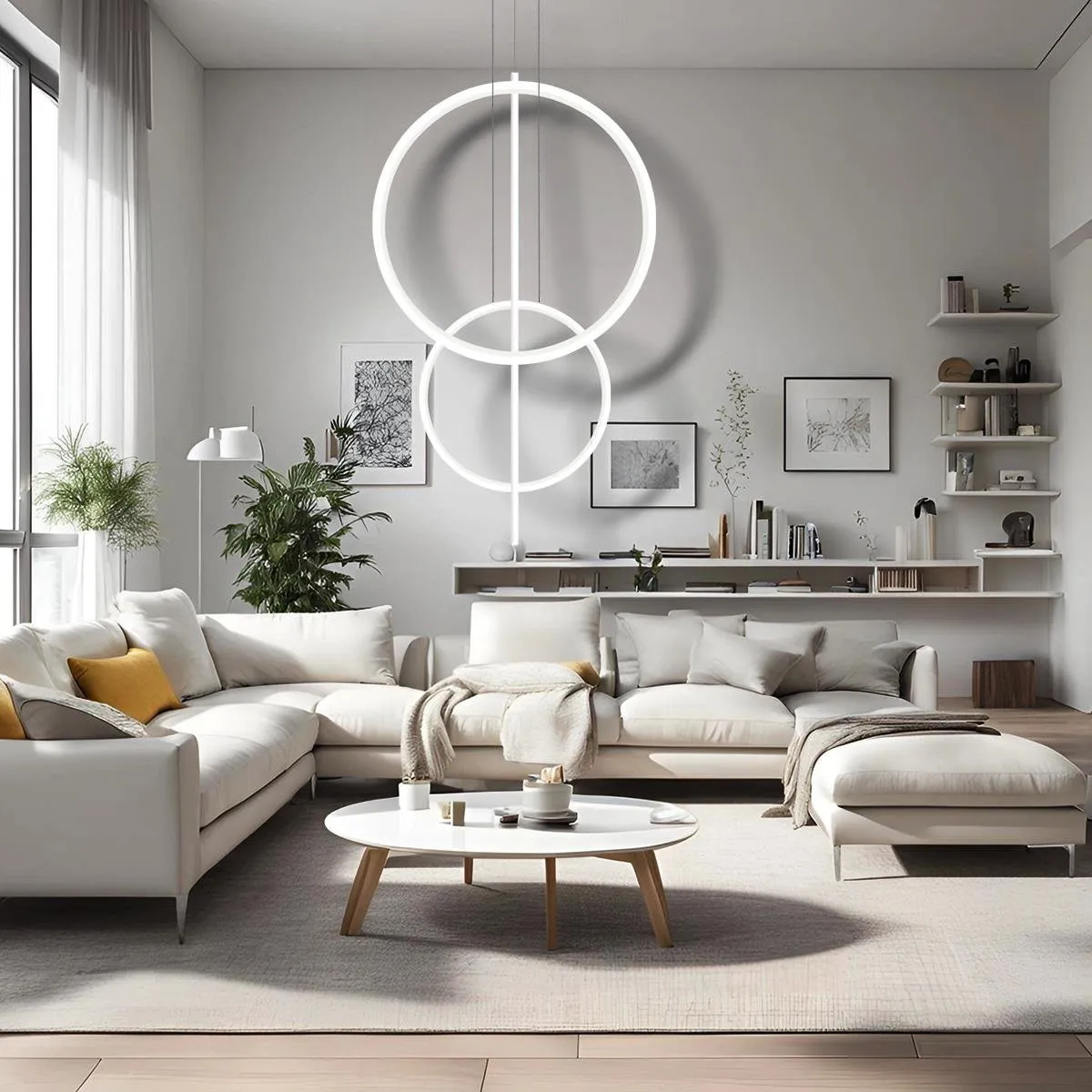 Lampa wisząca Linea No.5 60/40cm biała 3k ściemnialna - obrazek 5