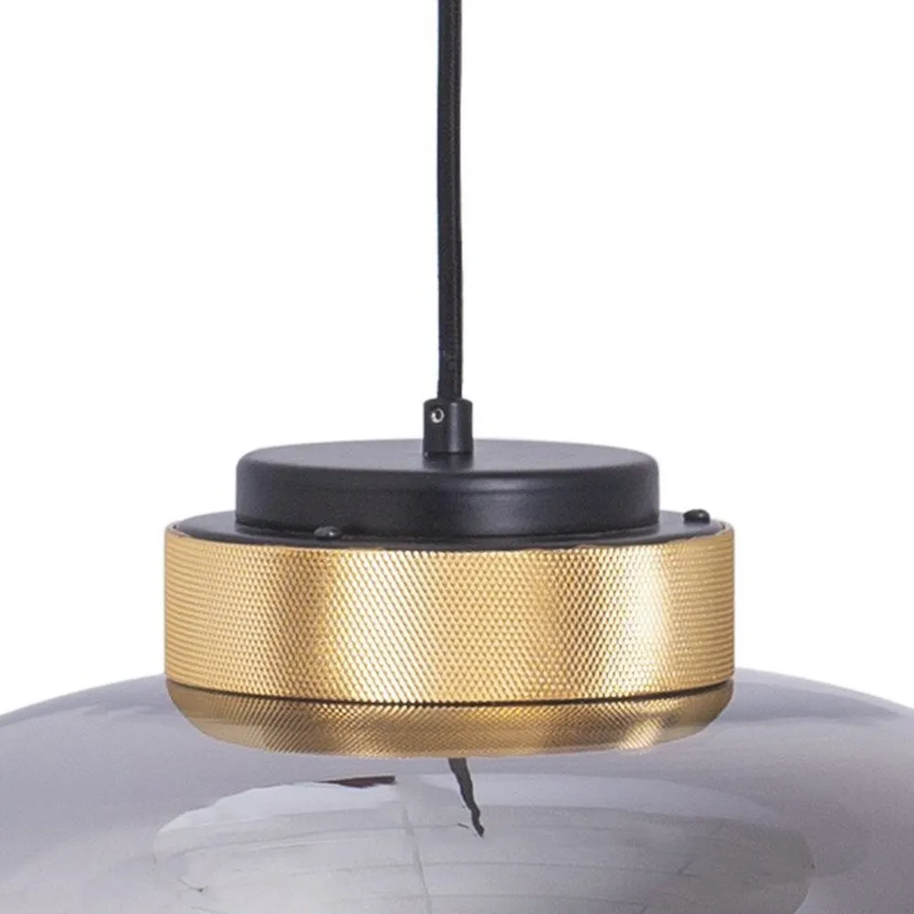 Lampa wisząca BOOM 35 cm - LED, klosz szary, wykonczenie złote - obrazek 5