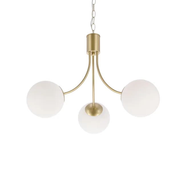 Lampa wisząca Dani złota 3x40W E14 – elegancka oprawa z białym kloszem do salonu i jadalni