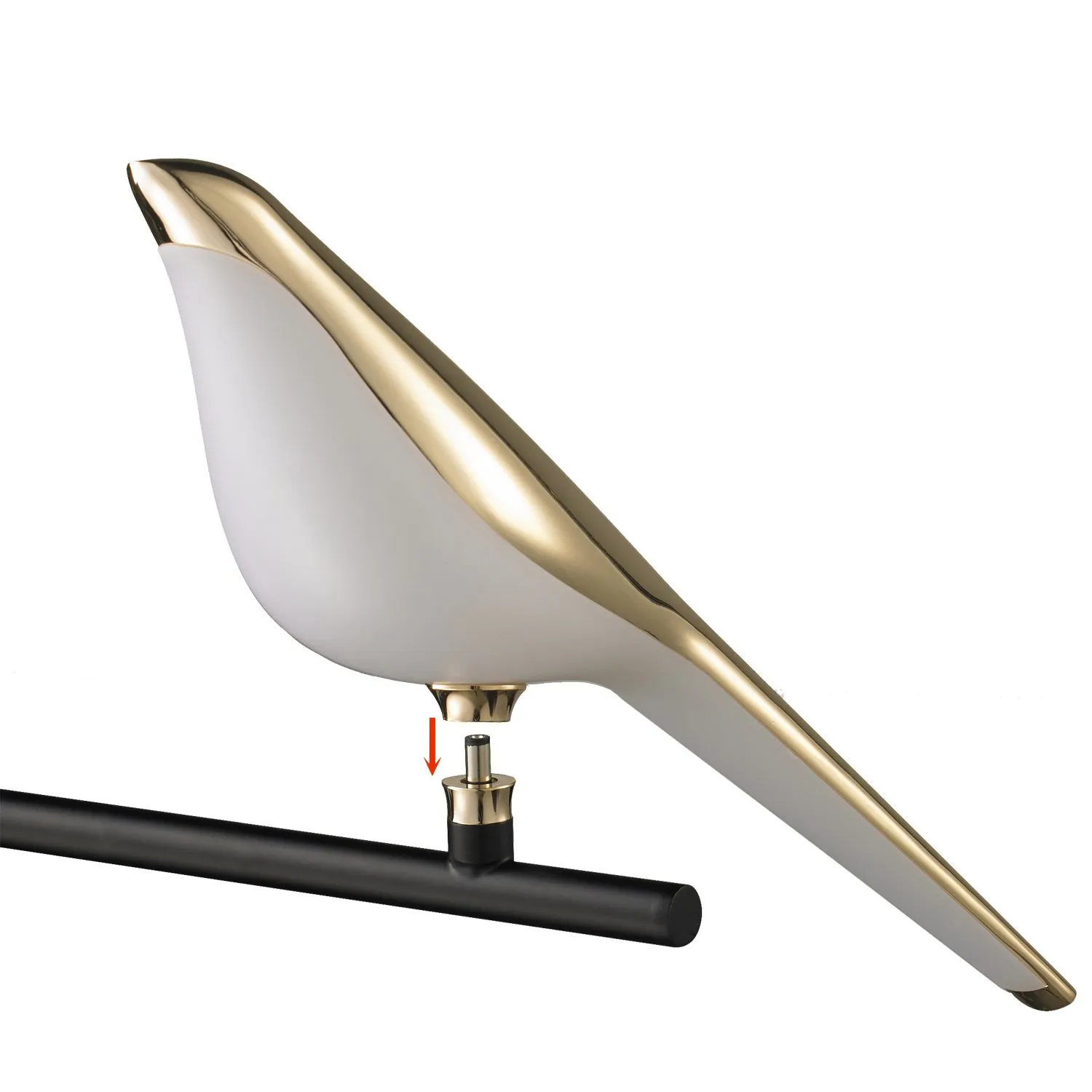 Lampa ścienna PTAK TIT, 28 cm - LED, złoto-czarna - obrazek 5