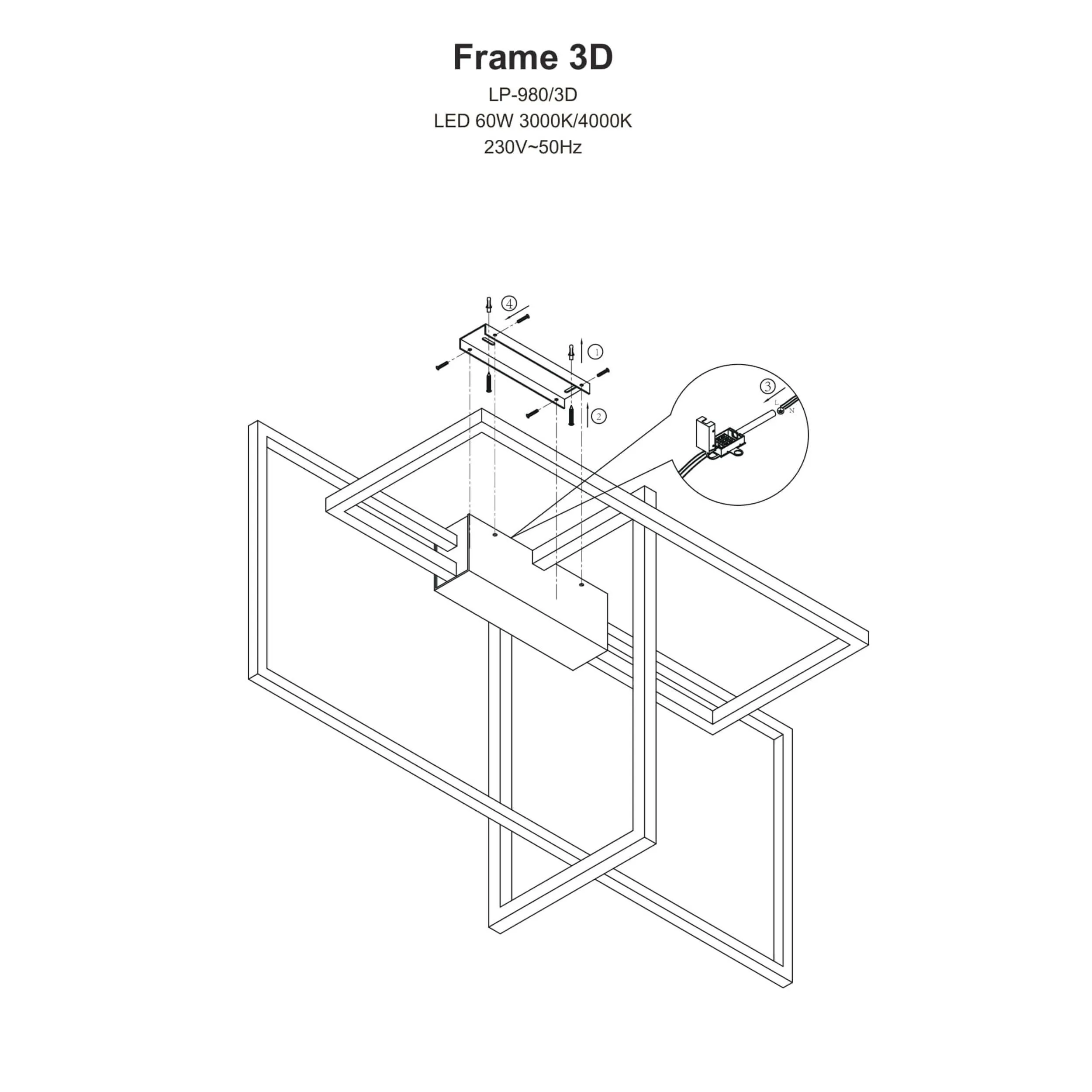Lampa wisząca Frame czarna LED 3000K - obrazek 4