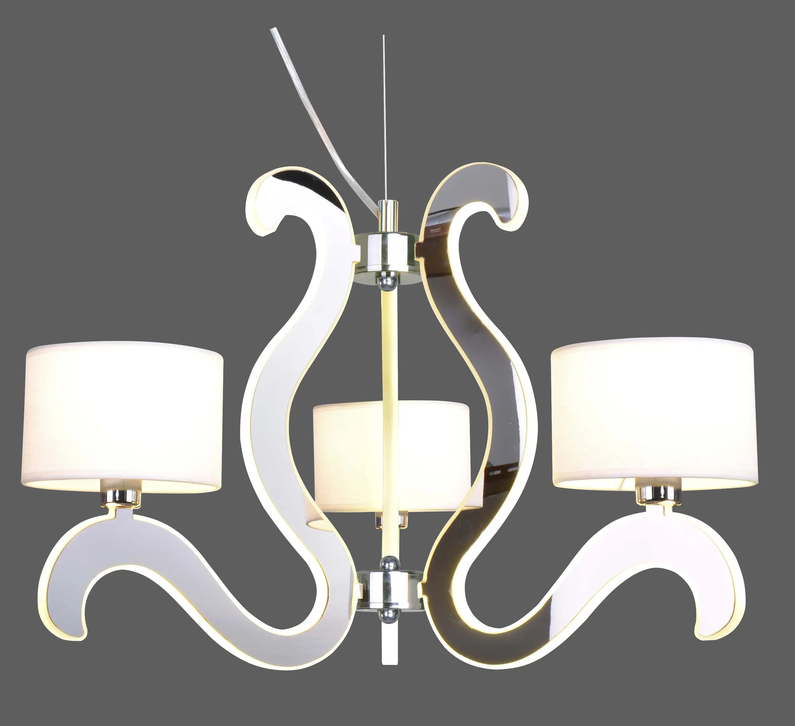 AMBROSIA 1 LAMPA WISZĄCA 3X40W E14 + 18,4W LED CHROM - obrazek 4