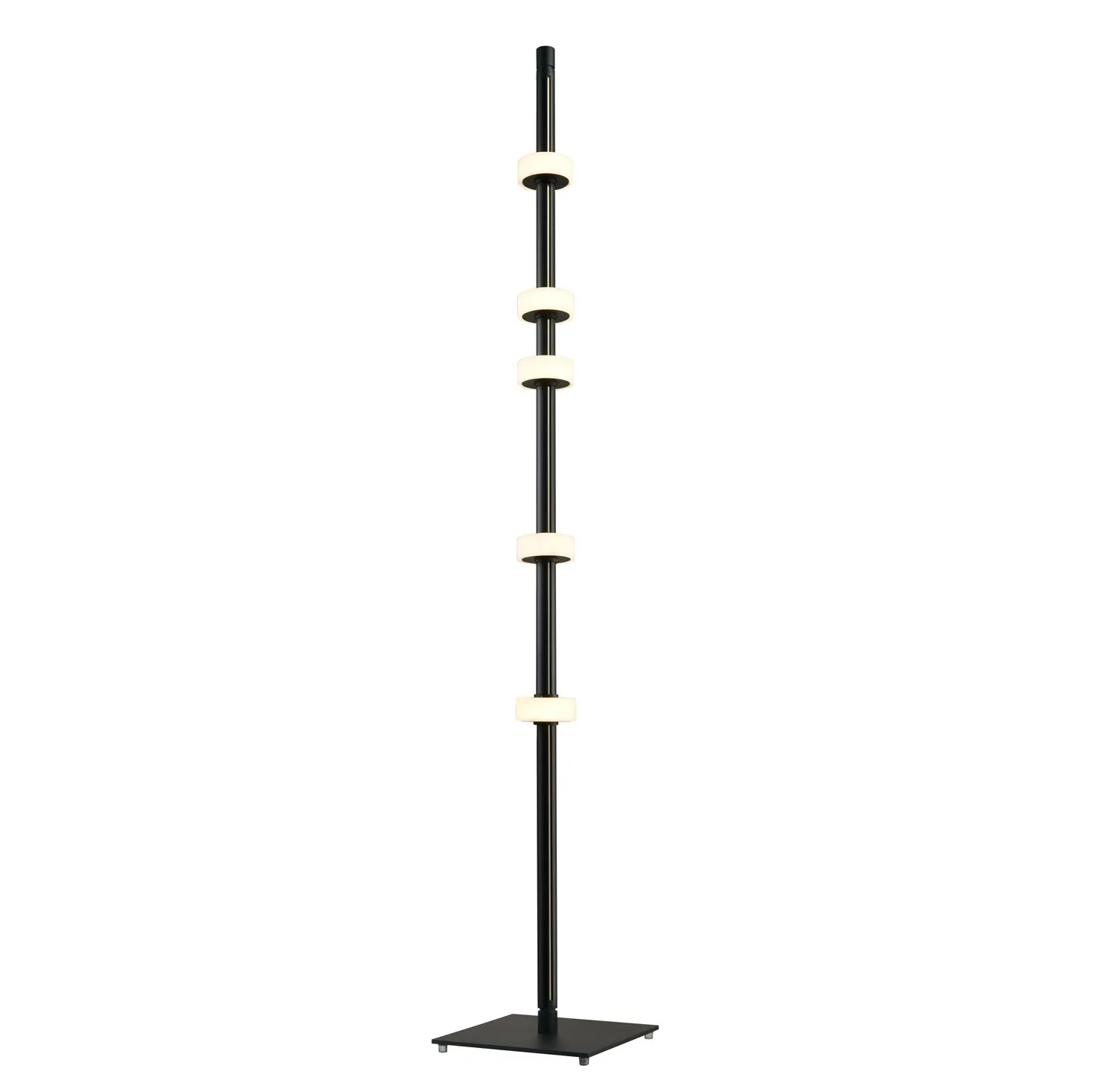 RINGO - smukła lampa podłogowa LED, metalowa, czarna, 182 cm