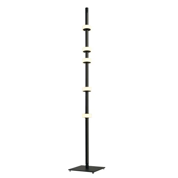 RINGO - smukła lampa podłogowa LED, metalowa, czarna, 182 cm
