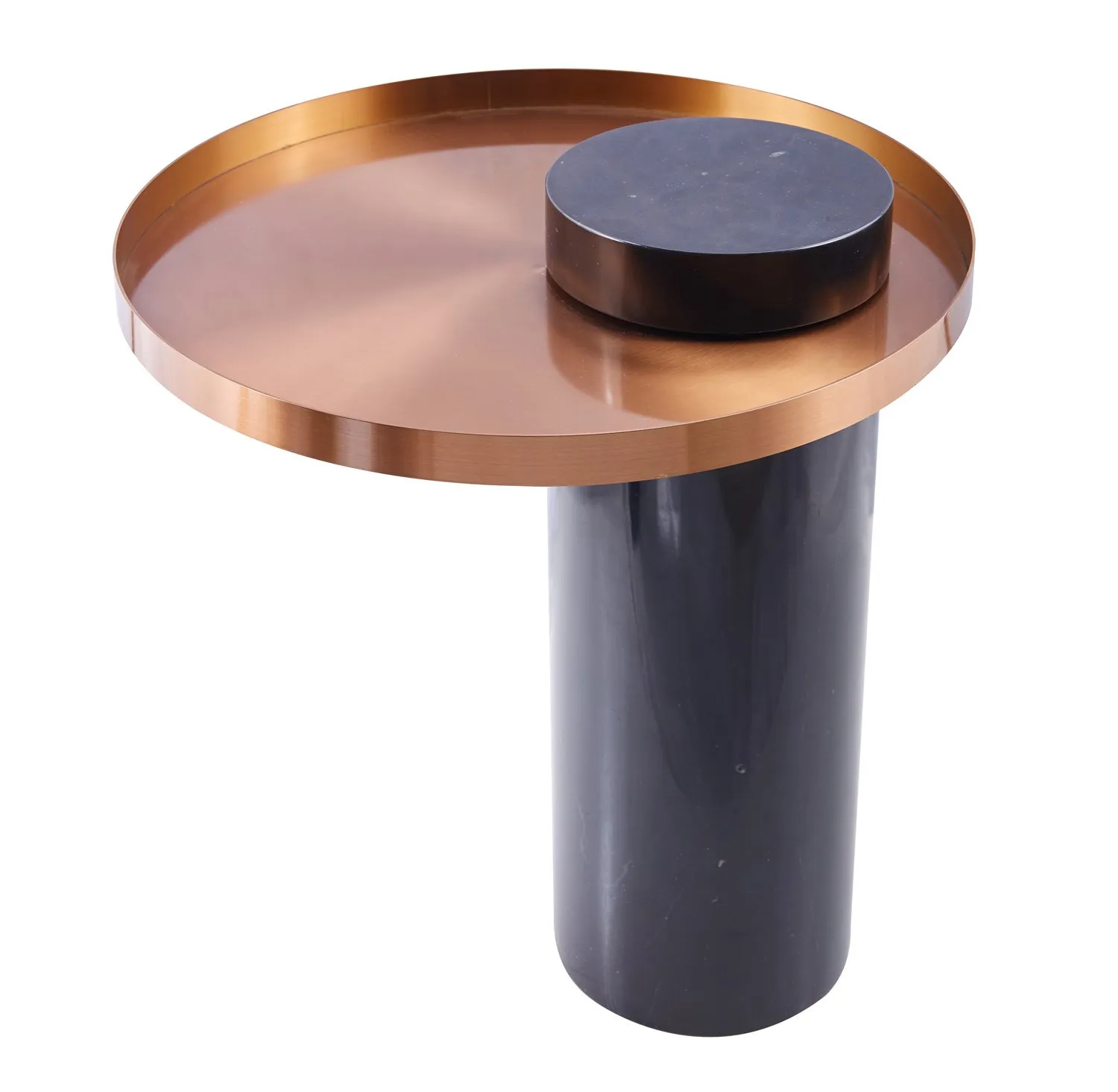 Stolik kawowy COLUMN marmurowy czarno miedziany 55 cm - obrazek 2