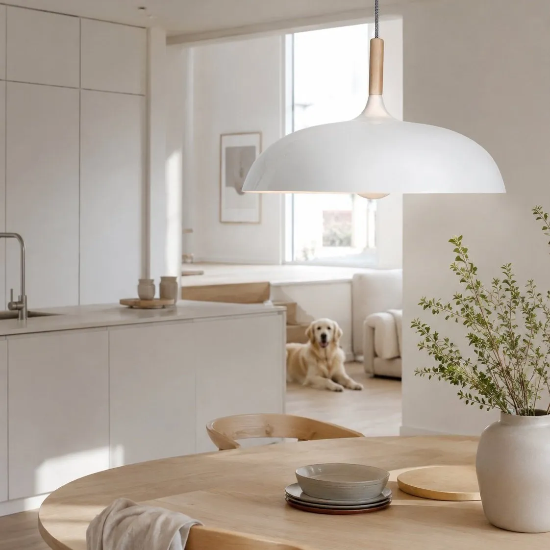 Lampa wisząca SAUCER 45 cm -  biała minimalistyczna oprawa do wnętrz nowoczesnych - obrazek 2