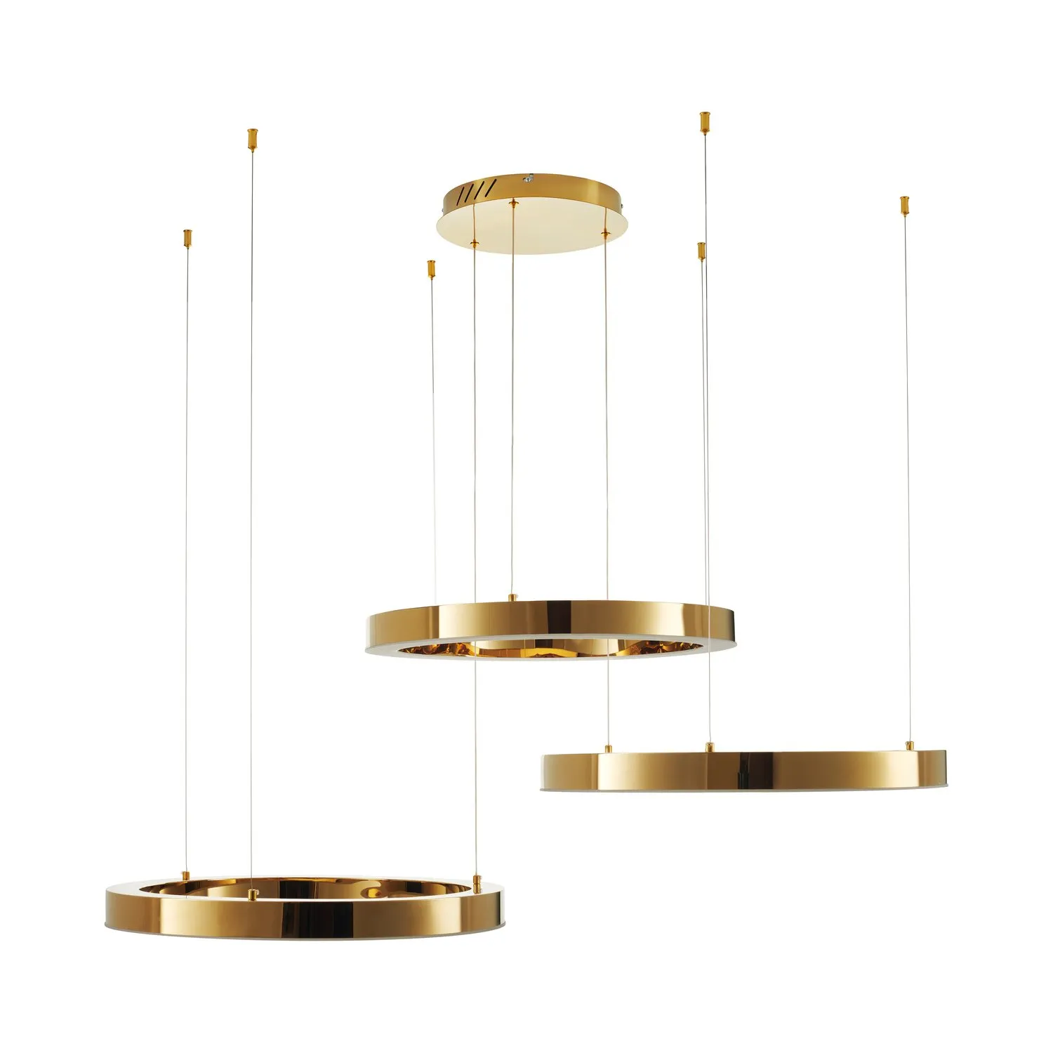 Lampa wisząca CIRCLE 3 60+60+60 cm - LED, ring złoty połysk na 1 podsufitce - obrazek 2