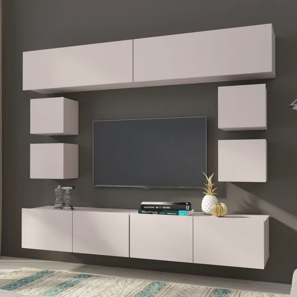 Meblościanka CALABRIA 10 kaszmir z 2 szafkami RTV 100 cm