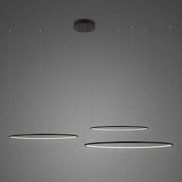 Lampa wisząca Ledowe Okręgi No.3 120cm 3k czarna układ 120/100/80 cm