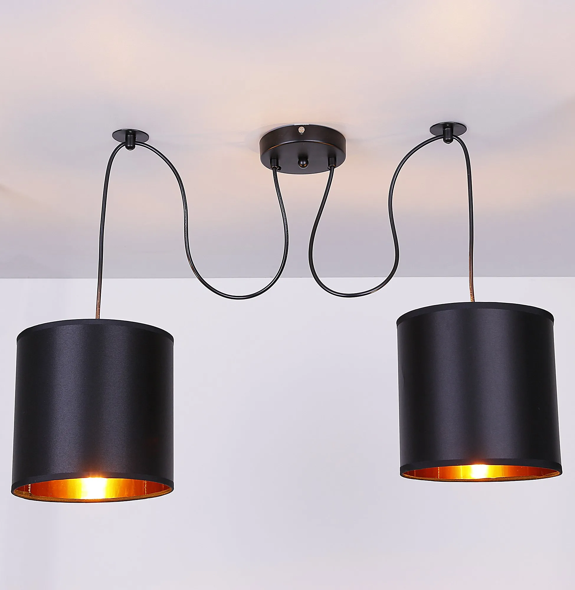 Candida p lampa wisząca czarny 2x40w e27 abażur czarny - obrazek 4