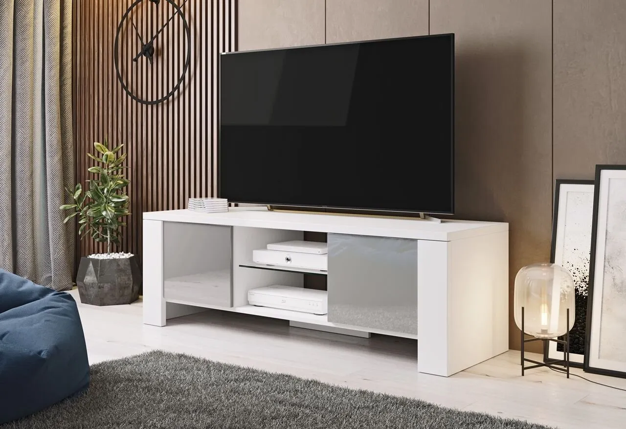 Komoda RTV WEST biały / szary połysk - obrazek 3