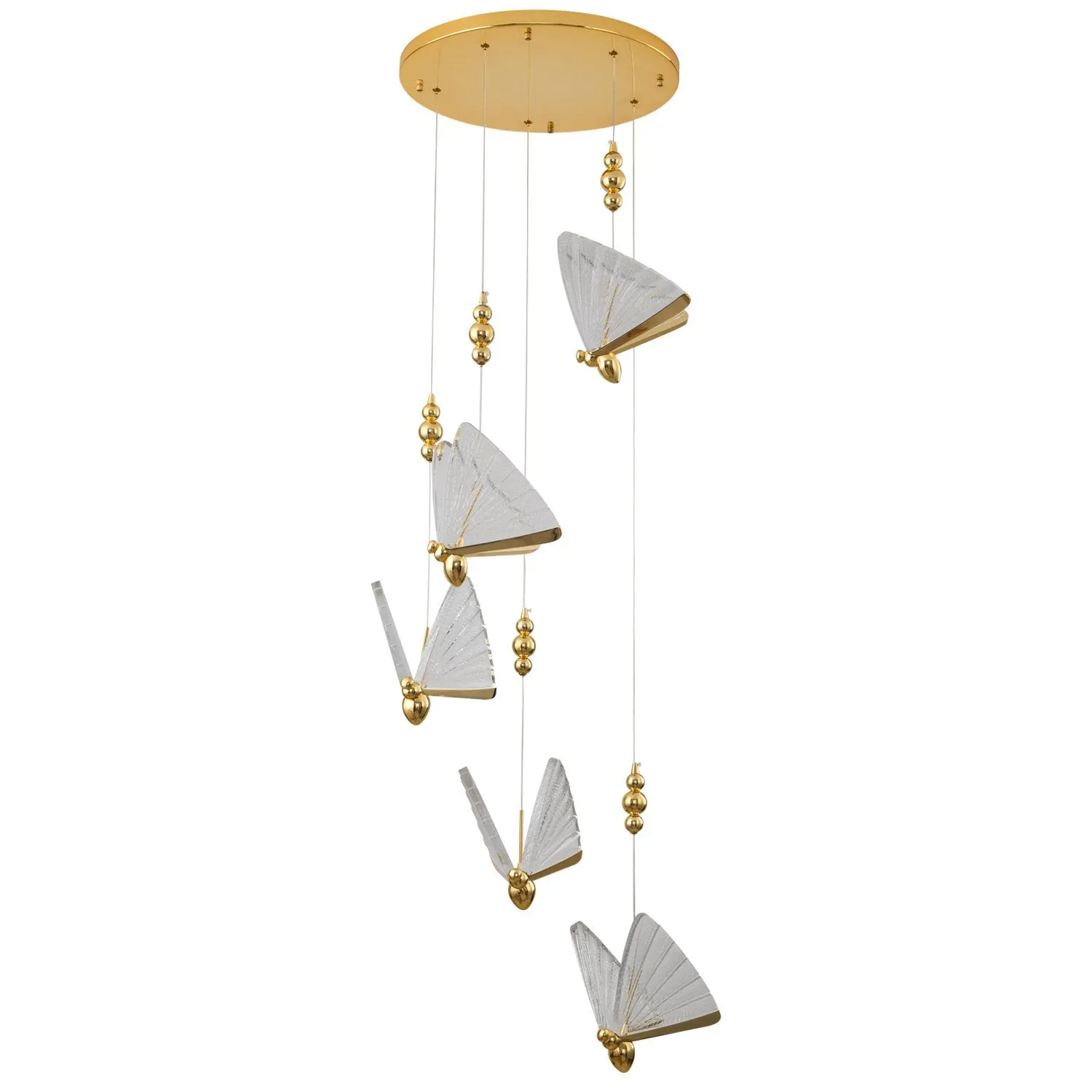 Lampa wisząca BEE LAMP 5, 45 cm- LED, złota, w kształcie motyla - obrazek 4
