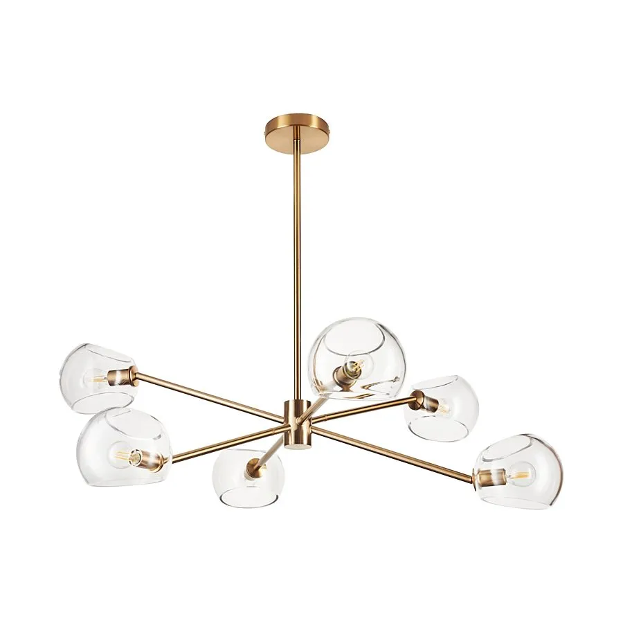 Lampa wisząca COSMIC-6 75 cm - złoty stelaż, transparentne klosze - obrazek 4