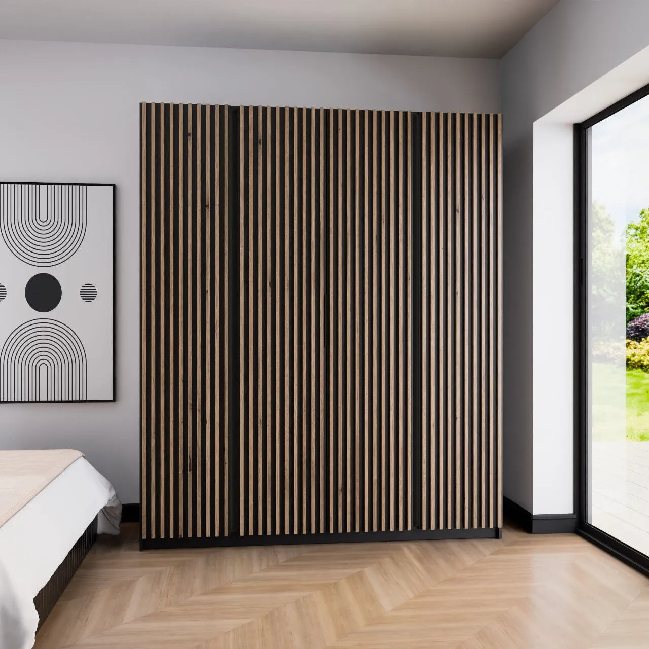 Szafa 200cm KAYA 15 czarny / dąb evoke / czarny - obrazek 4