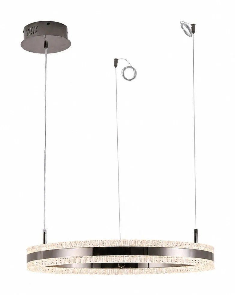 Lampa wisząca ARKADIA LED 60 cm - tytanowa z kryształowym pierścieniem - obrazek 9