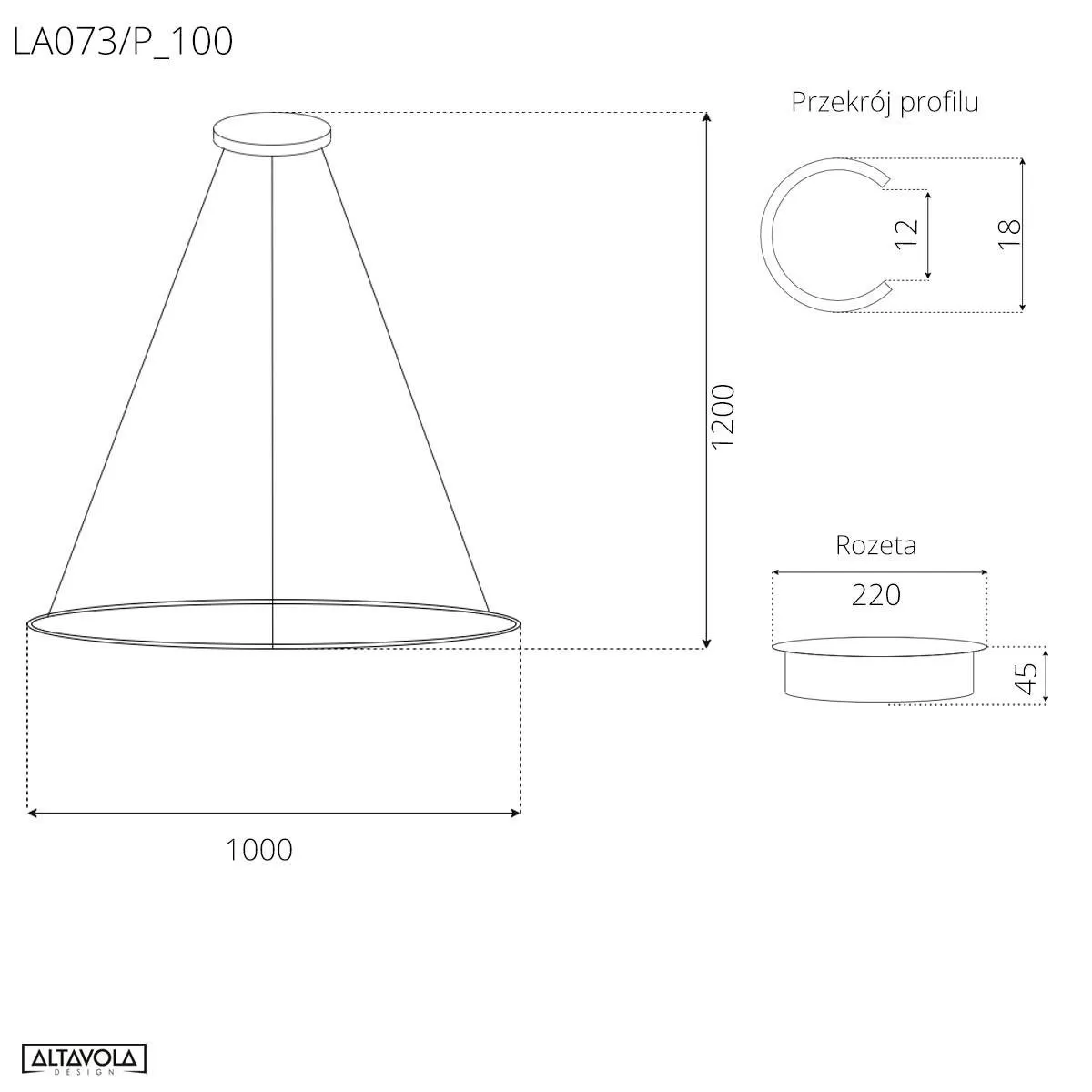 Lampa wisząca Ledowe Okręgi No.1 100cm 3k Różowe Złoto - obrazek 3