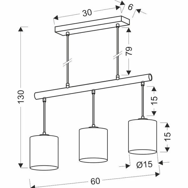 Combi lampa wisząca czarny 3x60W E27 abażur beżowy