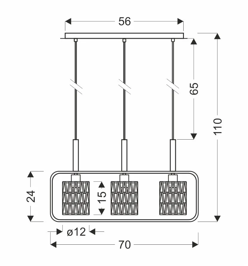 CROWN LAMPA WISZĄCA CZARNY 3X40W E27 ABAŻUR BEŻOWY - obrazek 3