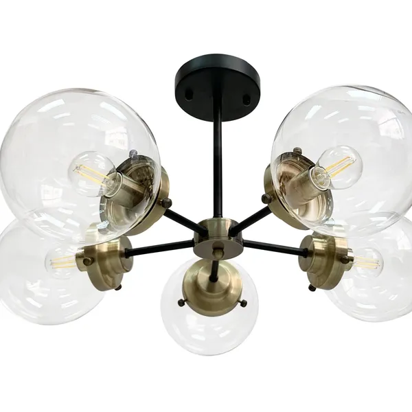 Lens lampa sufitowa czarny+patynowy 5x40w e14 klosz bezbarwny