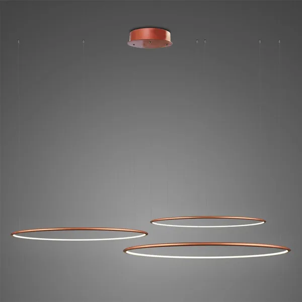 Lampa wisząca Ledowe Okręgi No.3 80cm 3k miedziana układ 80/60/40 cm