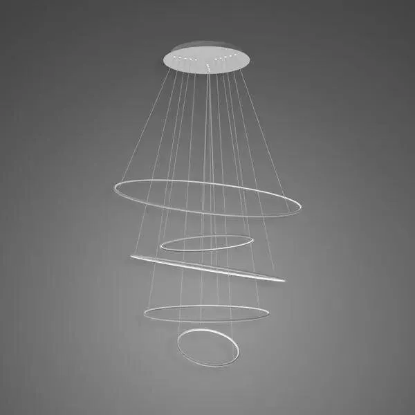 Lampa wisząca Ledowe Okręgi No.5 120cm 4k srebrna Dali