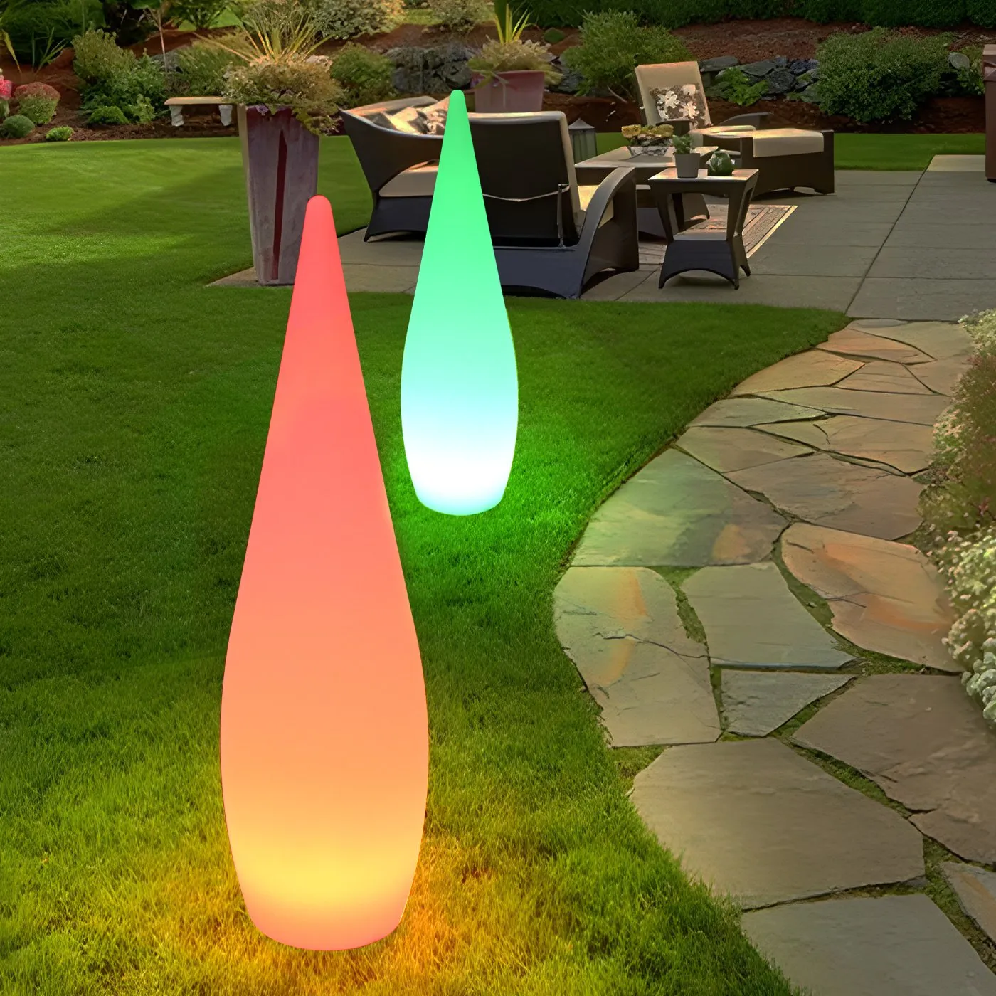 Lampa ogrodowa stojąca duszek GHOST LED RGBW 16 kolorów 80 cm - obrazek 2