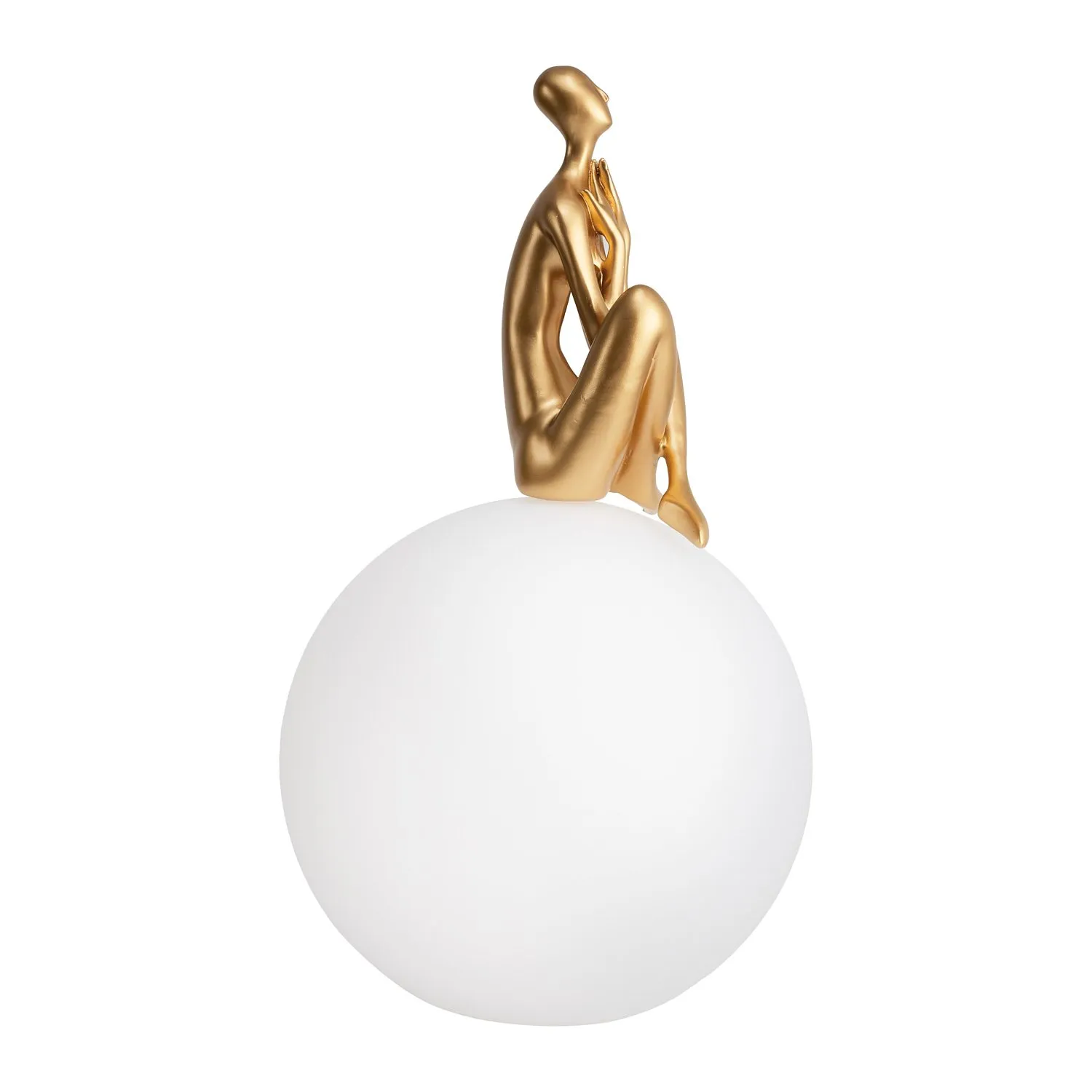 Lampa stołowa WOMAN-3 ,47 cm -złota figura, biały klosz - obrazek 4