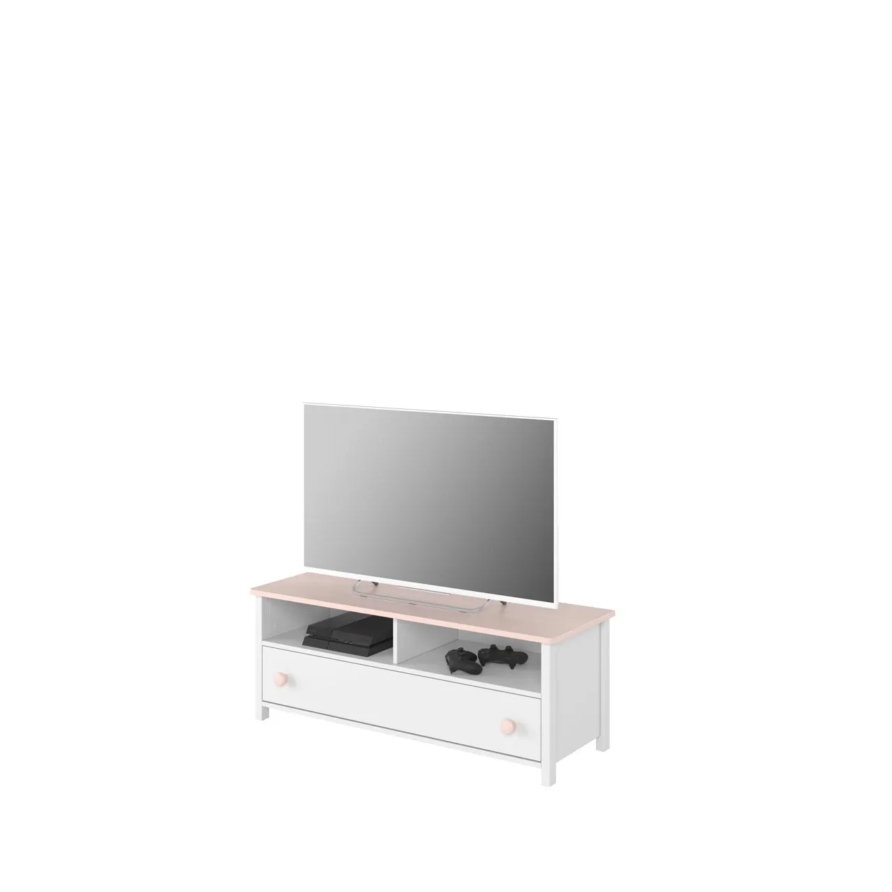 Komoda RTV 1S biały/różowy LUNA LN13 - obrazek 2