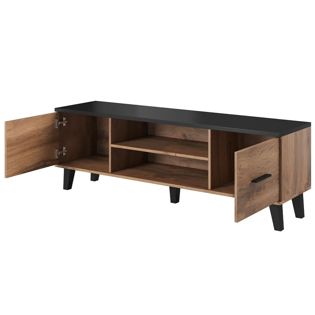 Komoda RTV LOTAR 160 dąb wotan / czarny - obrazek 3