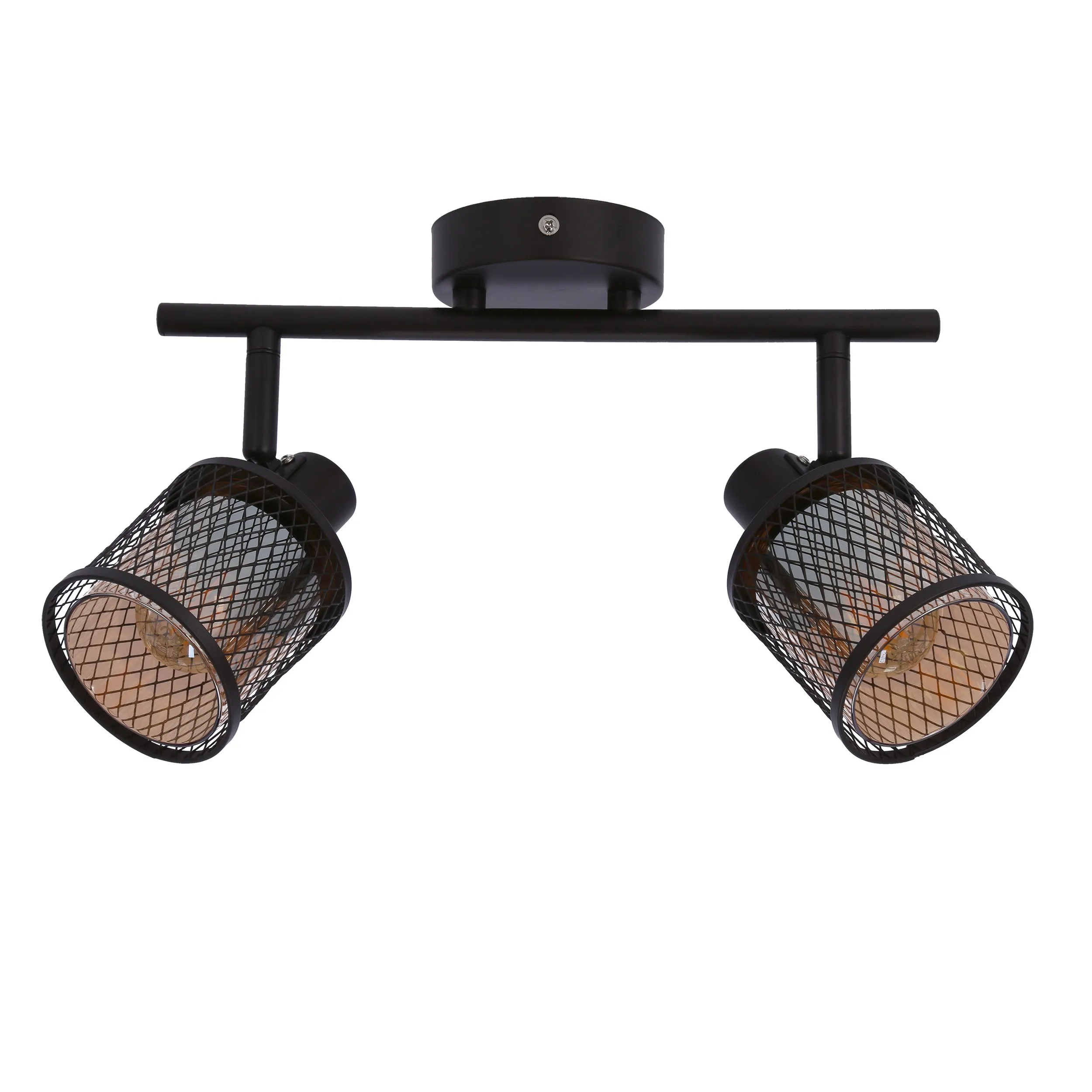 LAMPA SUFITOWA CANABERA KAWOWE ZŁOTO 2X40W E14 KLOSZ BURSZTYNOWY - obrazek 4