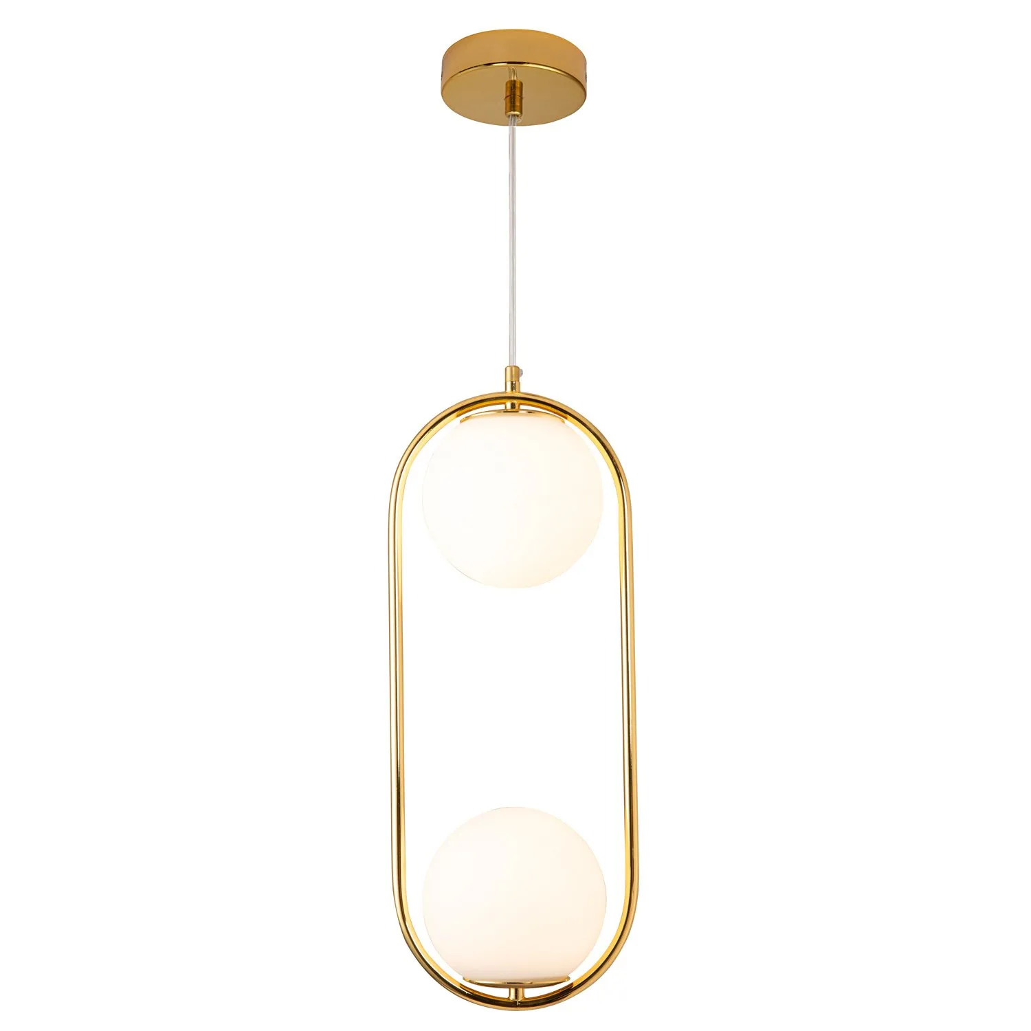 Lampa wisząca COSTA DUO 50 cm - złoty stelaż, dwa klosze - obrazek 4