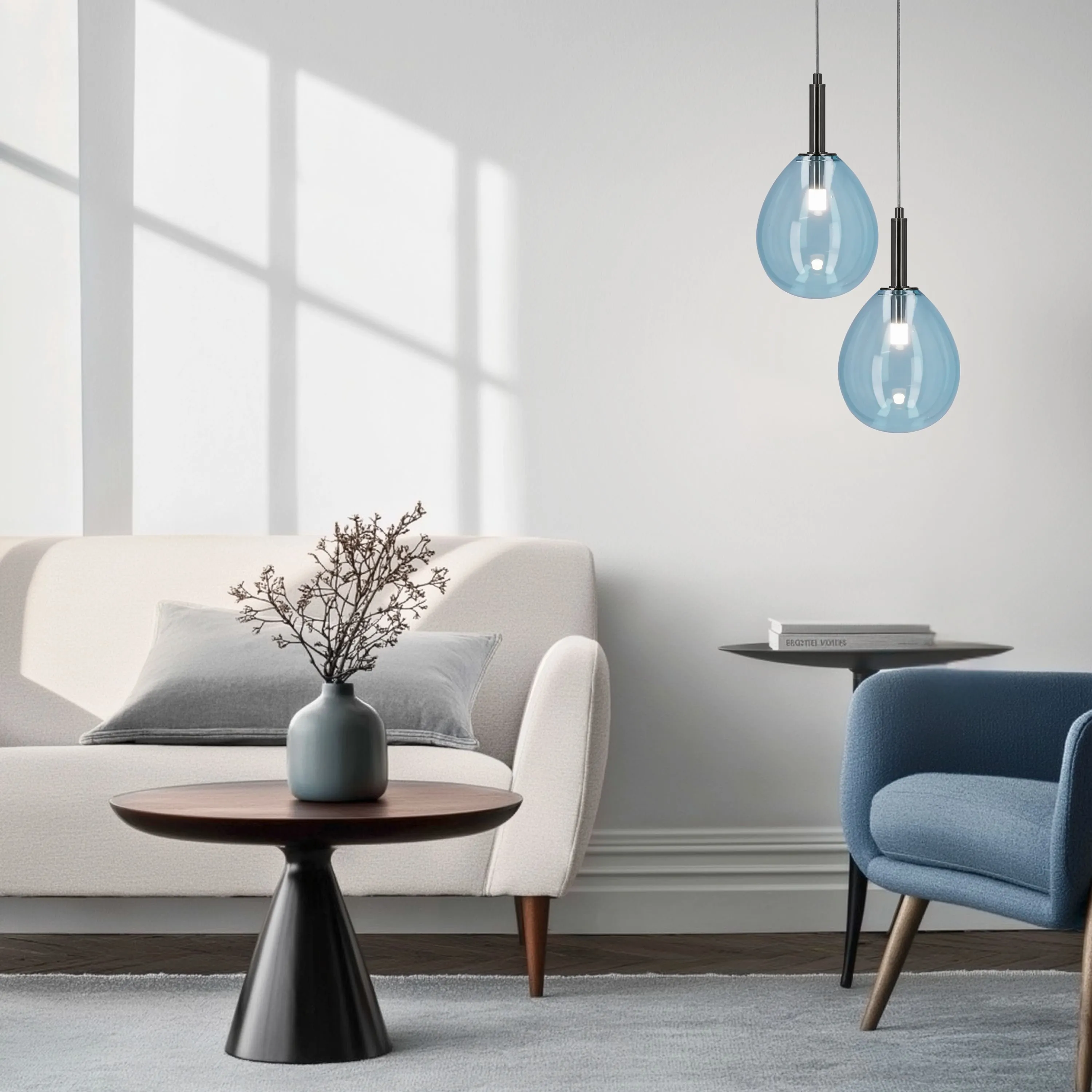 LAMPA WISZĄCA LUKKA 1 CHROMOWY NIEBIESKI - obrazek 3
