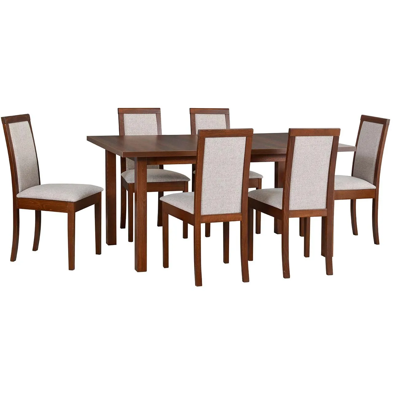Stół DS30 orzech laminat + krzesła DK32 (6 szt.) orzech / 11B