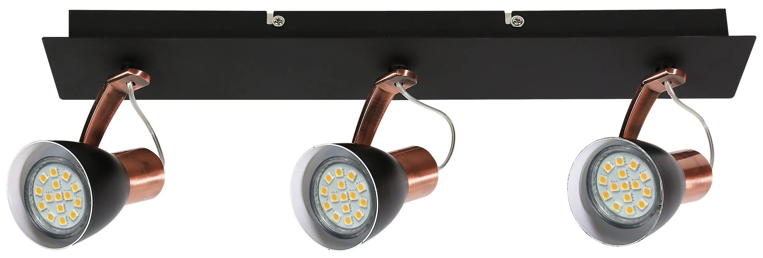 MARKUS LISTWA 3X3W LED GU10 CZARNY+MIEDZIANY Z ŻARÓWKĄ