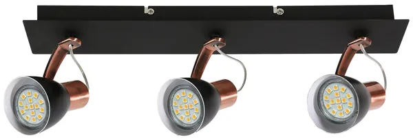 MARKUS LISTWA 3X3W LED GU10 CZARNY+MIEDZIANY Z ŻARÓWKĄ