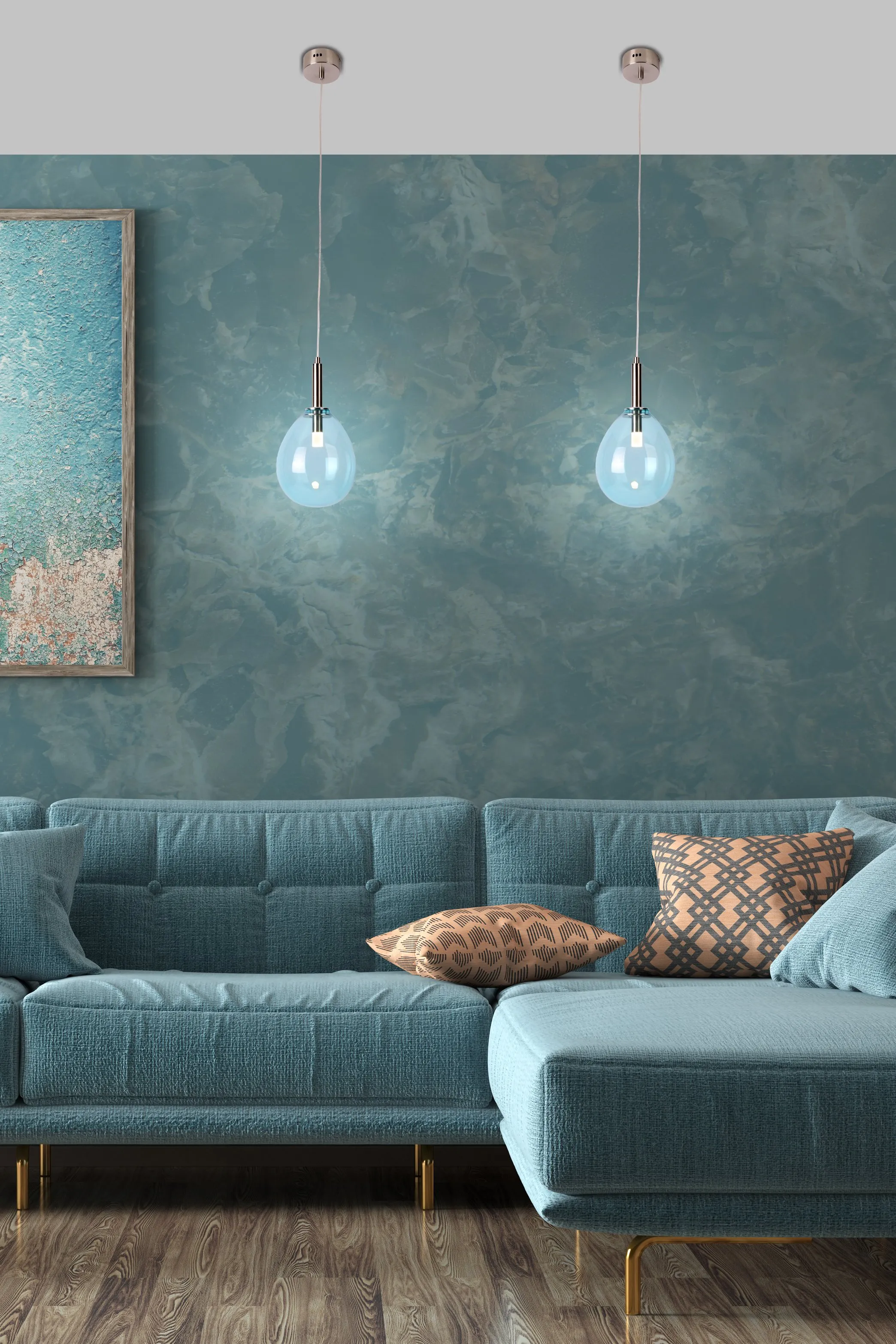 LAMPA WISZĄCA LUKKA 1 CHROMOWY NIEBIESKI - obrazek 2