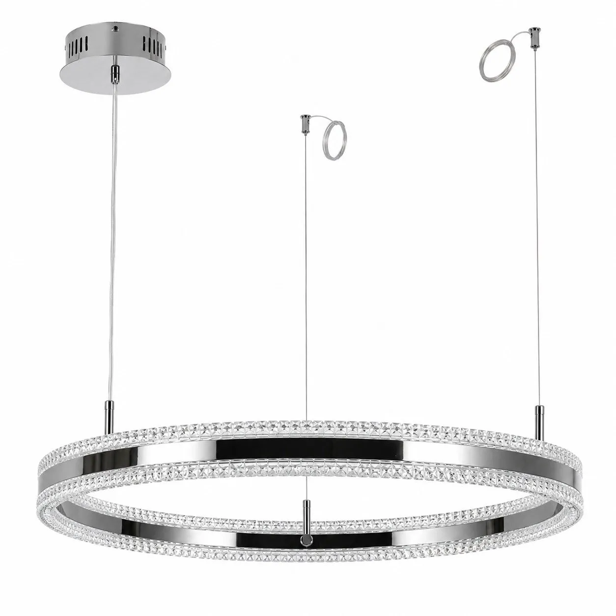 Lampa wisząca ARKADIA LED 80 cm - tytanowa z kryształowym pierścieniem - obrazek 5