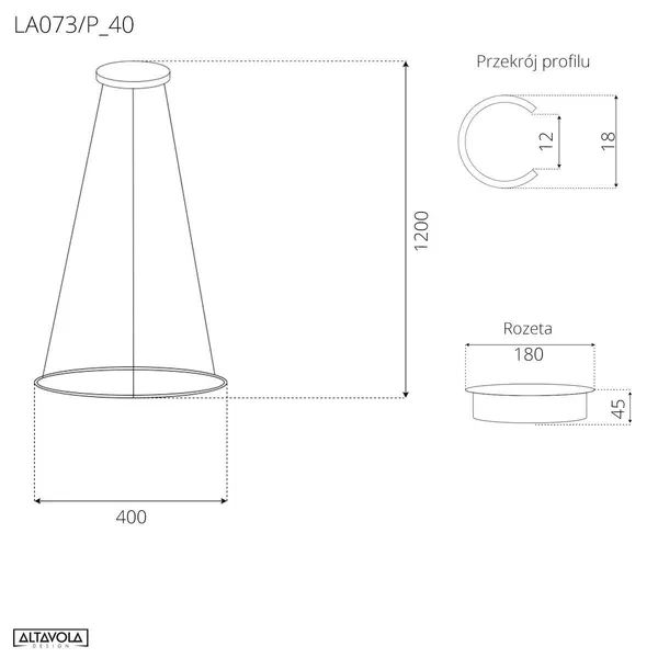 Lampa wisząca Ledowe Okręgi No.1 40cm 4k Różowe Złoto ściemnialna