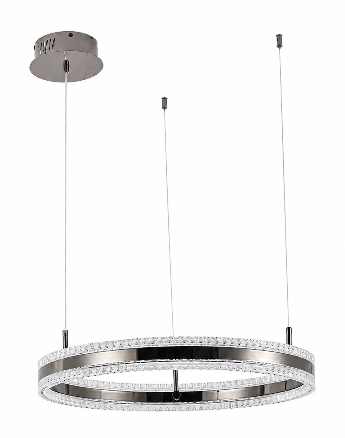 Lampa wisząca ARKADIA LED 60 cm - tytanowa z kryształowym pierścieniem - obrazek 8