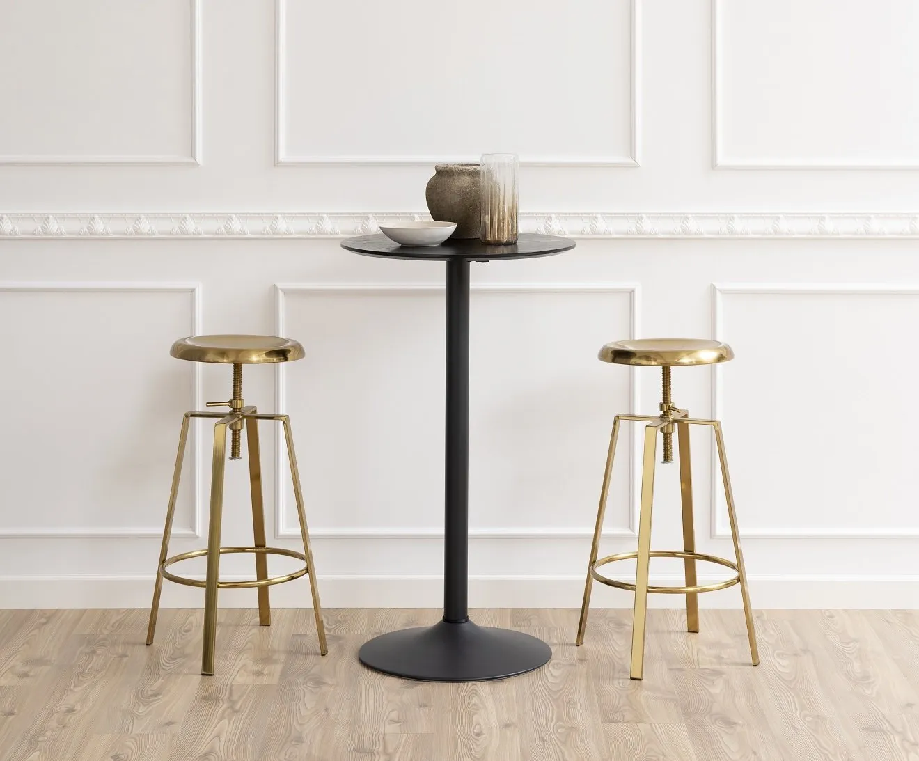 Stół barowy Ibiza Actona MDF metal czarny okrągły 60 cm matowy - obrazek 2