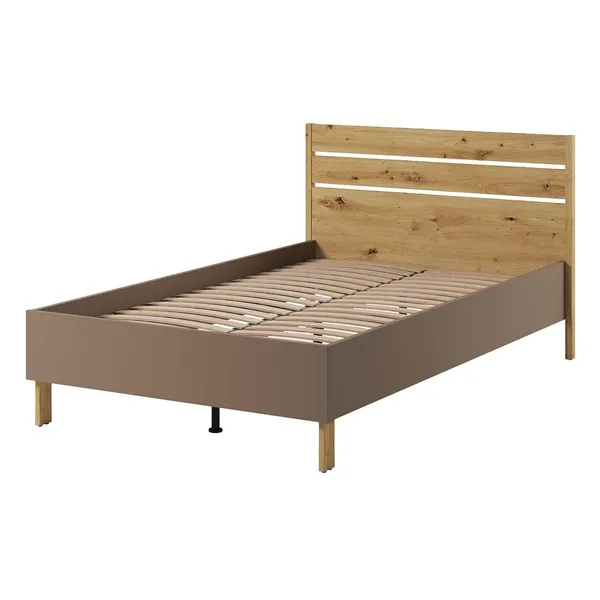 Łóżko 120 ze stelażem dąb artisan/beż/truflowy LENNY LY08