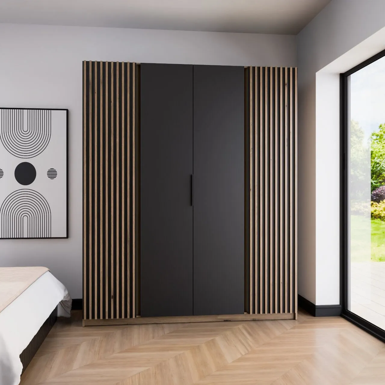 Szafa 200cm KAYA 11 dąb evoke / czarny / dąb evoke - obrazek 4